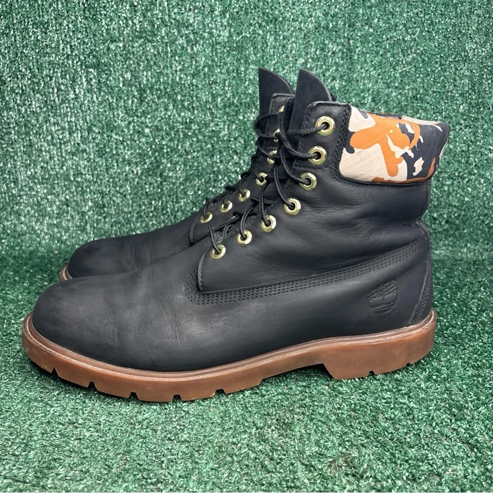 Timberland Mens Boots Black Camo Nubuck Premium 6 Inch Waterproof Outdoor Sz‎ 12